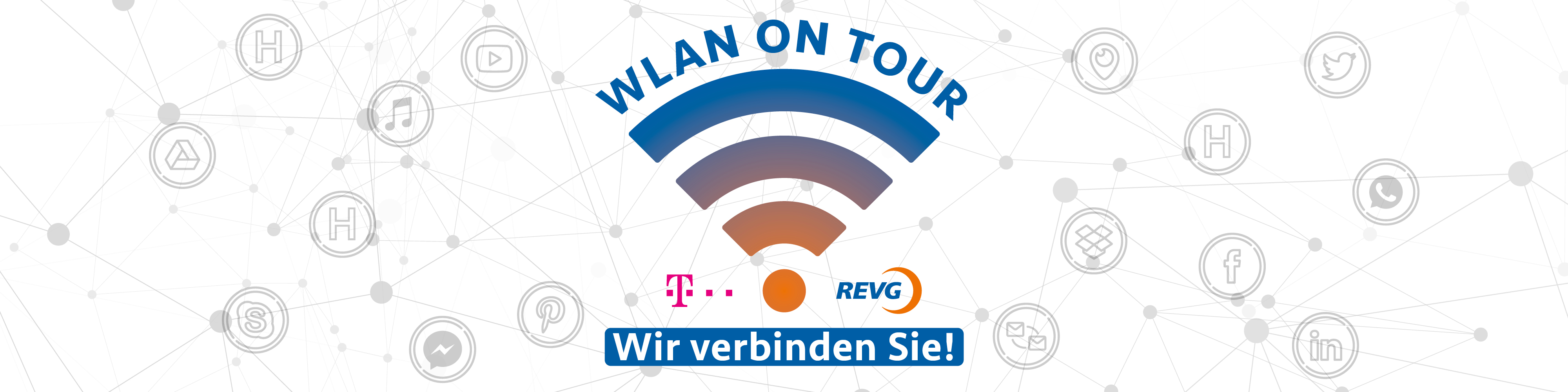 WLAN-Symbol mit Telekom- und REVG-Logo